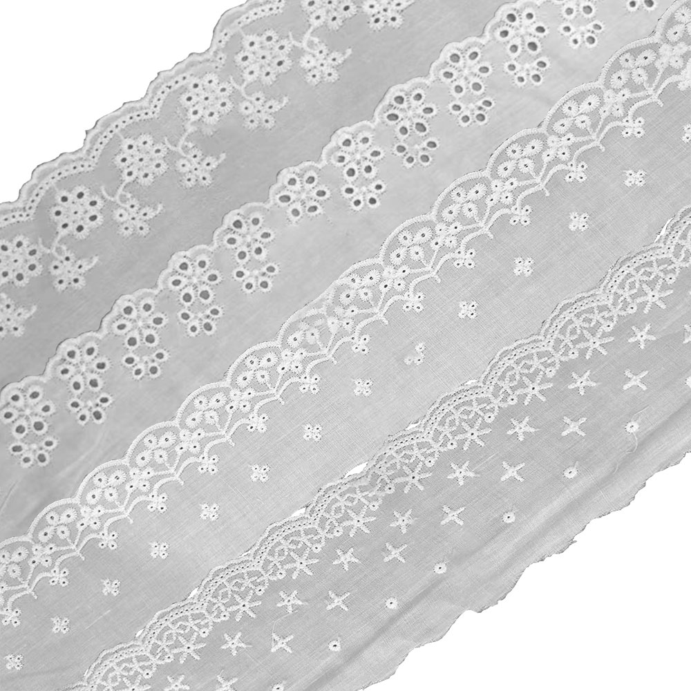 Sewing Eyelet Fabric - Bordado tecido de renda branca algodão