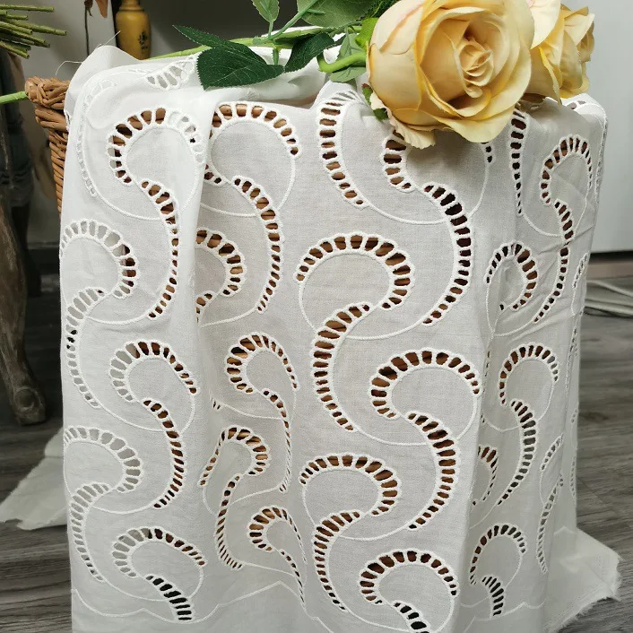 Tecido 100% algodão bordado co - Sewing Eyelet Fabric avaliação e preço