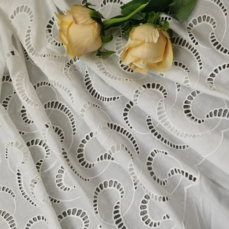 Tecido 100% algodão bordado co - Sewing Eyelet Fabric avaliação e preço