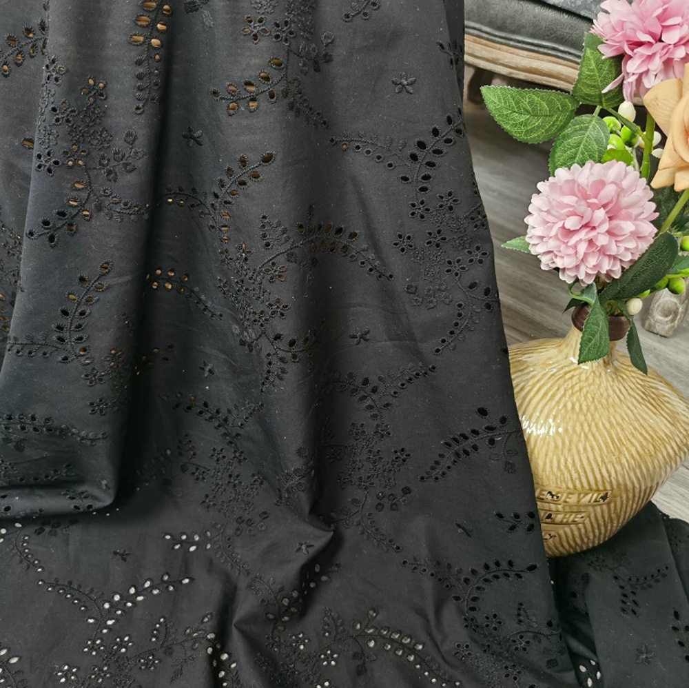 Tecido de renda floral bordado - Sewing Eyelet Fabric avaliação e preço