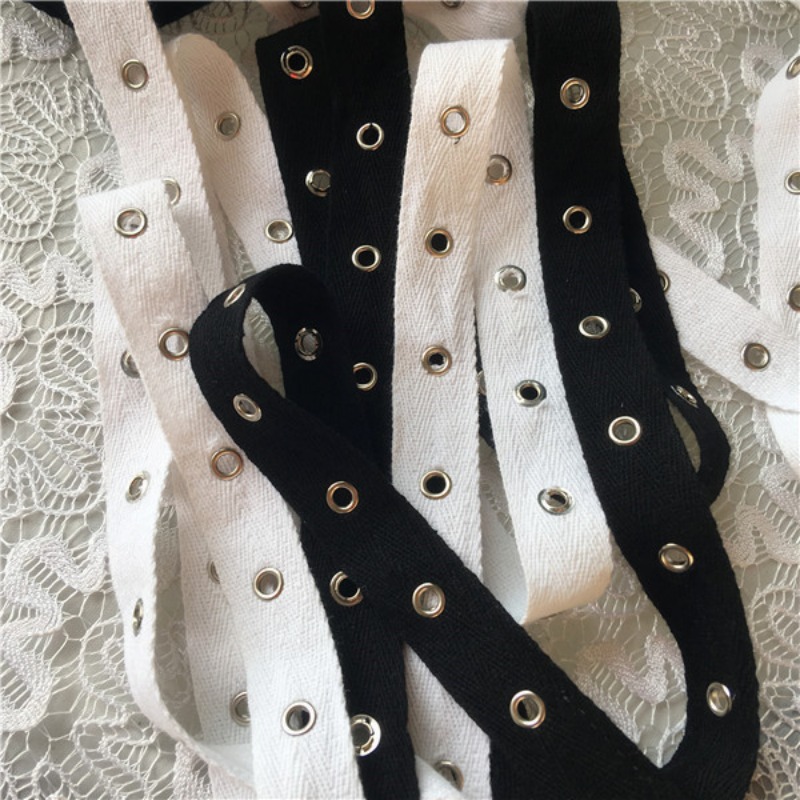 Correia de algodão preto e bra - Sewing Eyelet Fabric avaliação e preço