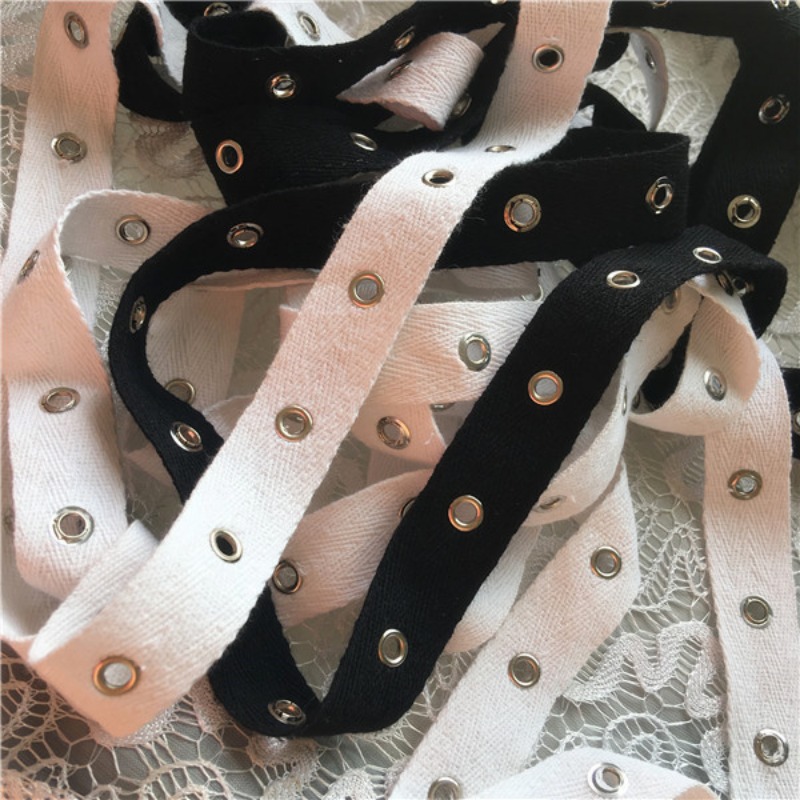 Correia de algodão preto e bra - Sewing Eyelet Fabric avaliação e preço