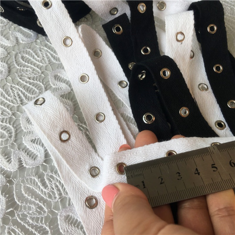 Correia de algodão preto e bra - Sewing Eyelet Fabric avaliação e preço