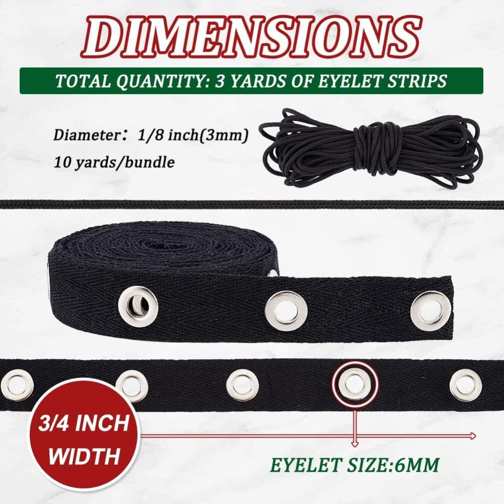3 Jardas de Fita de Ilhós Pret - Sewing Eyelet Fabric avaliação e preço